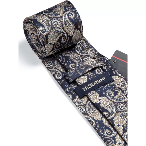 HISDERN Ties for Men Paisley Tie and Pocket Square Woven Classic Floral Mens Ties Handkerchief Set Wedding Party Necktie