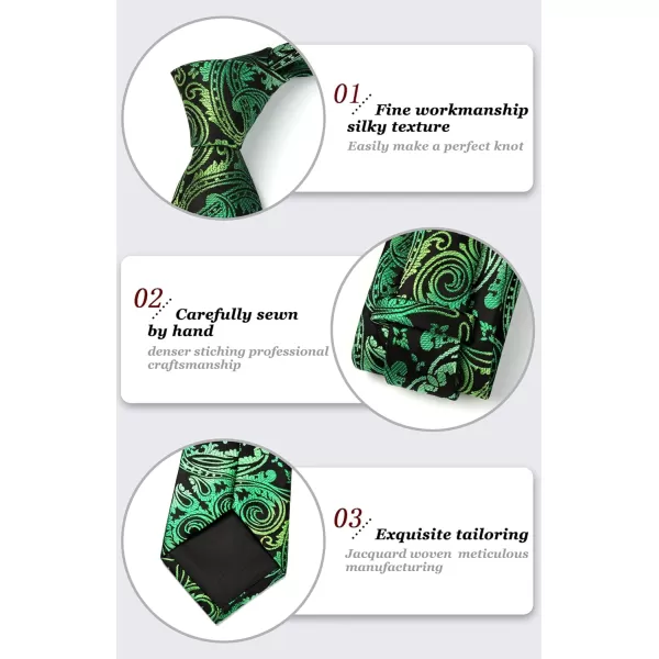 HISDERN Ties for Men Paisley Tie and Pocket Square Woven Classic Floral Mens Ties Handkerchief Set Wedding Party Necktie