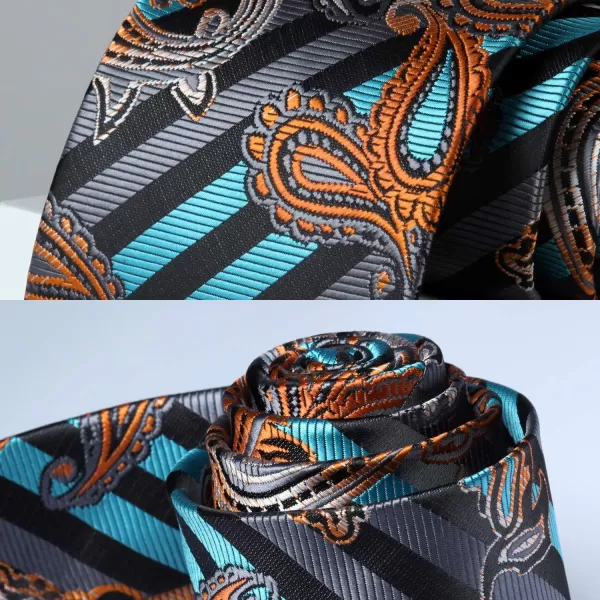 HISDERN Ties for Men Paisley Tie and Pocket Square Woven Classic Floral Mens Ties Handkerchief Set Wedding Party Necktie
