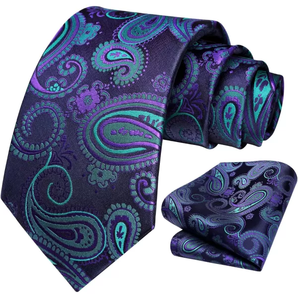 HISDERN Ties for Men Paisley Tie and Pocket Square Woven Classic Floral Mens Ties Handkerchief Set Wedding Party Necktie