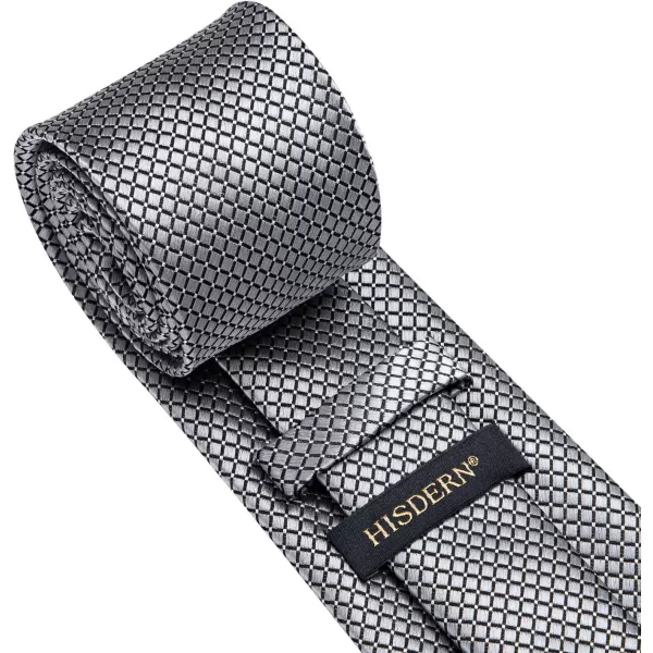 HISDERN Ties for Men Plaid Checkered Tie with Pocket Square Woven Business Formal Necktie Handkerchief Set Wedding Party