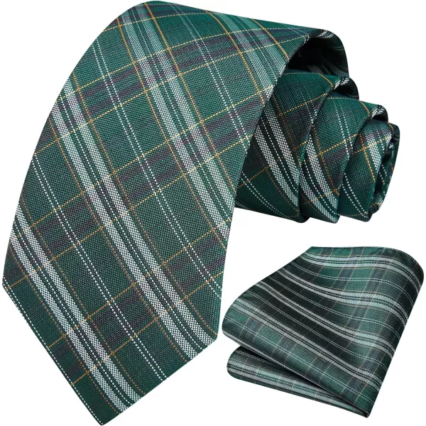 HISDERN Ties for Men Plaid Checkered Tie with Pocket Square Woven Business Formal Necktie Handkerchief Set Wedding Party