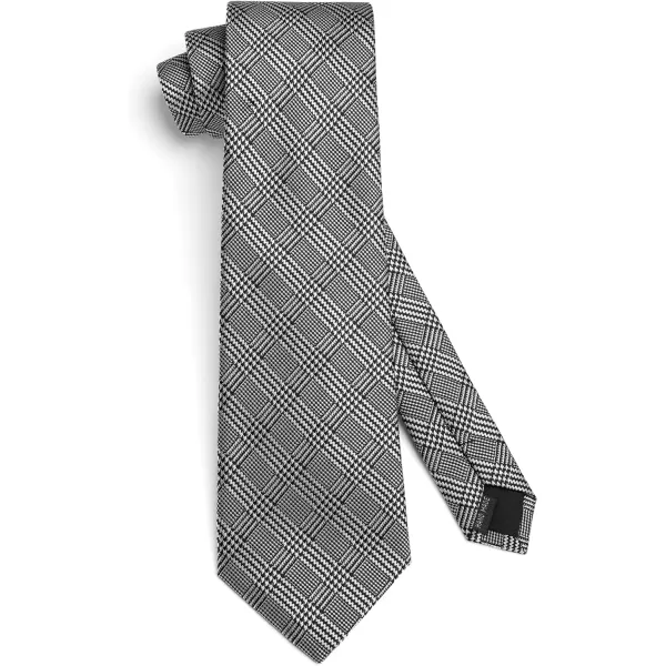 HISDERN Ties for Men Plaid Checkered Tie with Pocket Square Woven Business Formal Necktie Handkerchief Set Wedding Party
