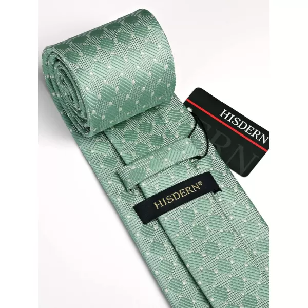 HISDERN Ties for Men Plaid Checkered Tie with Pocket Square Woven Business Formal Necktie Handkerchief Set Wedding Party