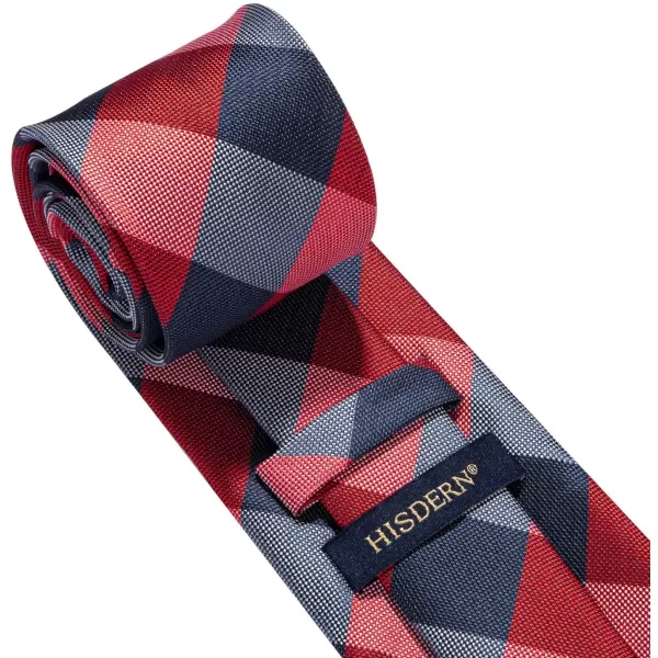 HISDERN Ties for Men Plaid Checkered Tie with Pocket Square Woven Business Formal Necktie Handkerchief Set Wedding Party