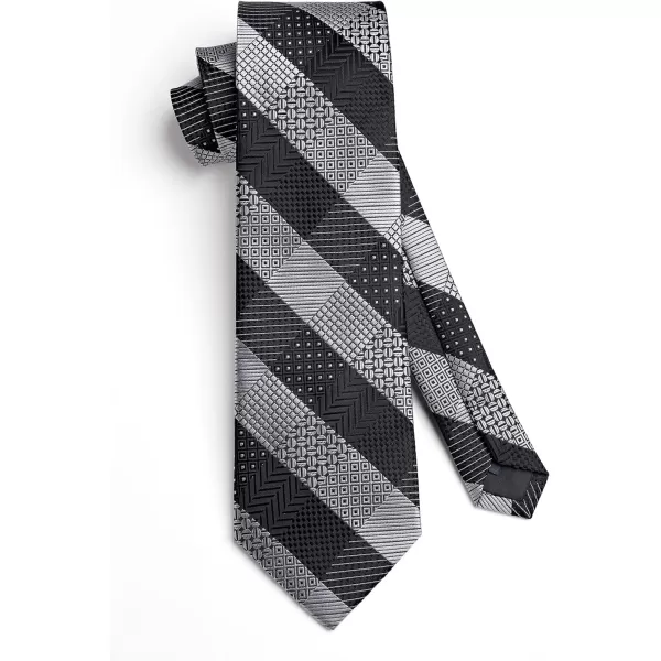 HISDERN Ties for Men Plaid Checkered Tie with Pocket Square Woven Business Formal Necktie Handkerchief Set Wedding Party