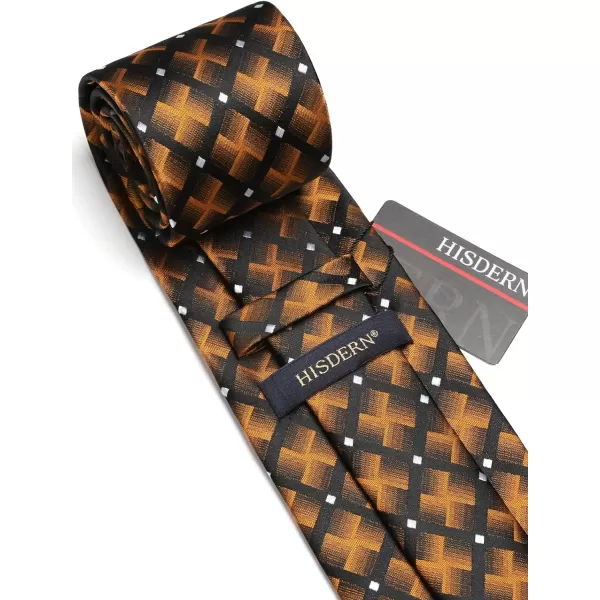 HISDERN Ties for Men Plaid Checkered Tie with Pocket Square Woven Business Formal Necktie Handkerchief Set Wedding Party