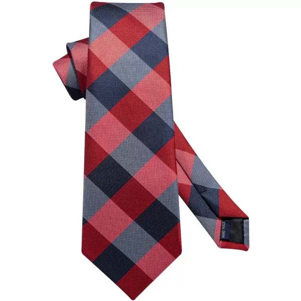 HISDERN Ties for Men Plaid Checkered Tie with Pocket Square Woven Business Formal Necktie Handkerchief Set Wedding Party