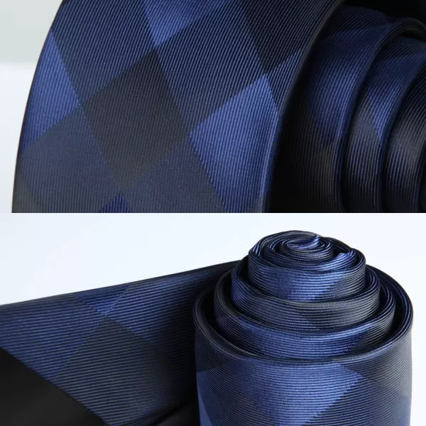 HISDERN Ties for Men Plaid Checkered Tie with Pocket Square Woven Business Formal Necktie Handkerchief Set Wedding Party
