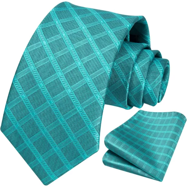 HISDERN Ties for Men Plaid Checkered Tie with Pocket Square Woven Business Formal Necktie Handkerchief Set Wedding Party