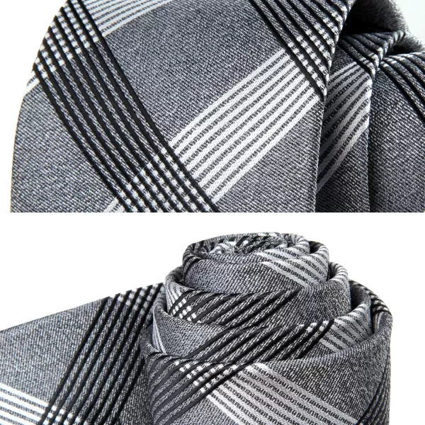 HISDERN Ties for Men Plaid Checkered Tie with Pocket Square Woven Business Formal Necktie Handkerchief Set Wedding Party