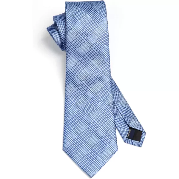 HISDERN Ties for Men Plaid Checkered Tie with Pocket Square Woven Business Formal Necktie Handkerchief Set Wedding Party