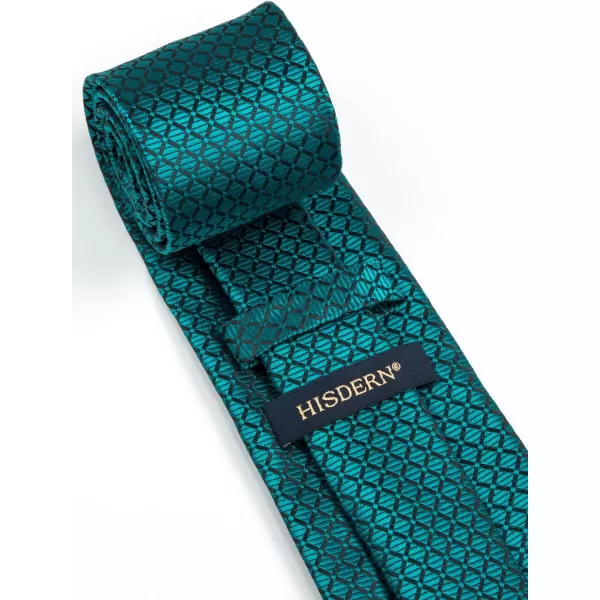 HISDERN Ties for Men Plaid Checkered Tie with Pocket Square Woven Business Formal Necktie Handkerchief Set Wedding Party
