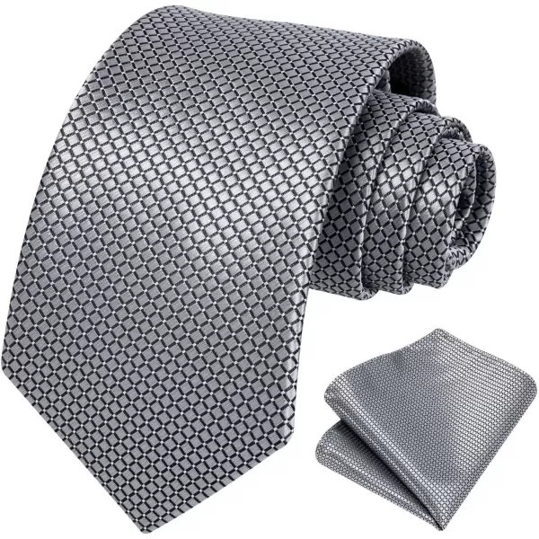 HISDERN Ties for Men Plaid Checkered Tie with Pocket Square Woven Business Formal Necktie Handkerchief Set Wedding Party
