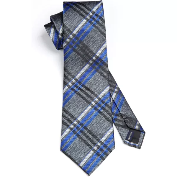 HISDERN Ties for Men Plaid Checkered Tie with Pocket Square Woven Business Formal Necktie Handkerchief Set Wedding Party