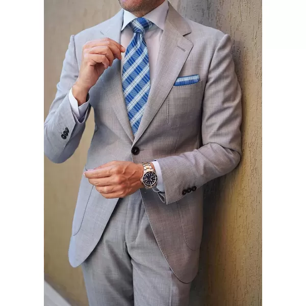 HISDERN Ties for Men Plaid Checkered Tie with Pocket Square Woven Business Formal Necktie Handkerchief Set Wedding Party