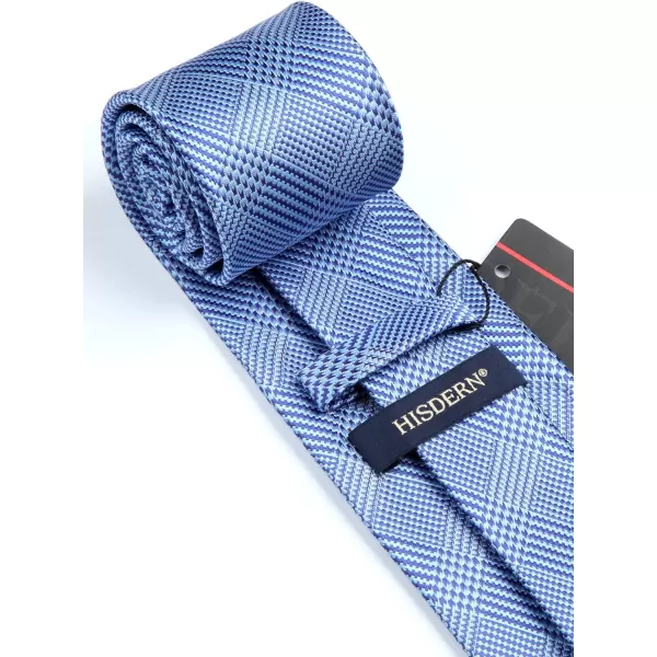 HISDERN Ties for Men Plaid Checkered Tie with Pocket Square Woven Business Formal Necktie Handkerchief Set Wedding Party