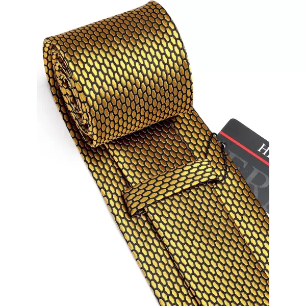 HISDERN Ties for Men Plaid Checkered Tie with Pocket Square Woven Business Formal Necktie Handkerchief Set Wedding Party