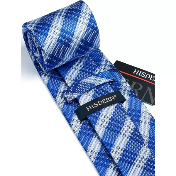 HISDERN Ties for Men Plaid Checkered Tie with Pocket Square Woven Business Formal Necktie Handkerchief Set Wedding Party