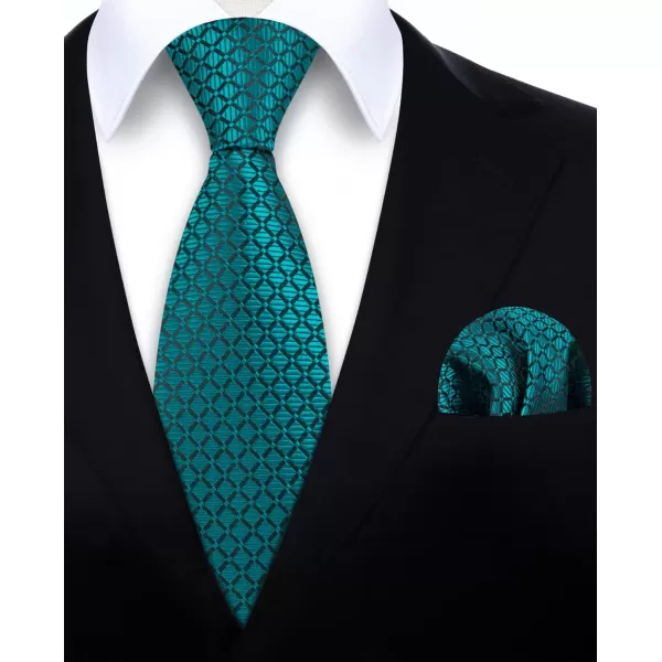 HISDERN Ties for Men Plaid Checkered Tie with Pocket Square Woven Business Formal Necktie Handkerchief Set Wedding Party