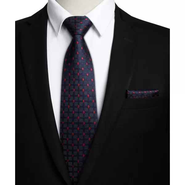 HISDERN Ties for Men Plaid Checkered Tie with Pocket Square Woven Business Formal Necktie Handkerchief Set Wedding Party