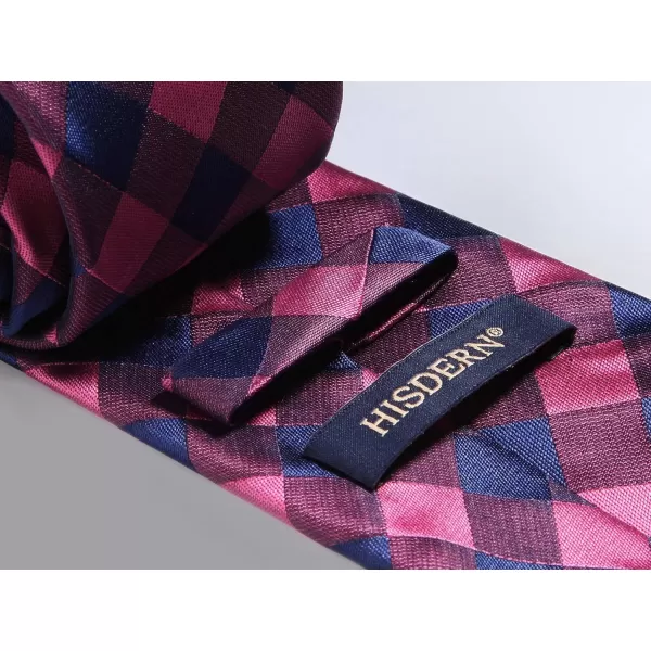 HISDERN Ties for Men Plaid Checkered Tie with Pocket Square Woven Business Formal Necktie Handkerchief Set Wedding Party