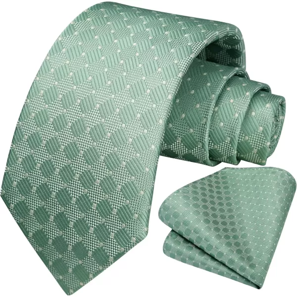 HISDERN Ties for Men Plaid Checkered Tie with Pocket Square Woven Business Formal Necktie Handkerchief Set Wedding Party