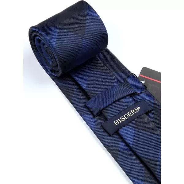 HISDERN Ties for Men Plaid Checkered Tie with Pocket Square Woven Business Formal Necktie Handkerchief Set Wedding Party