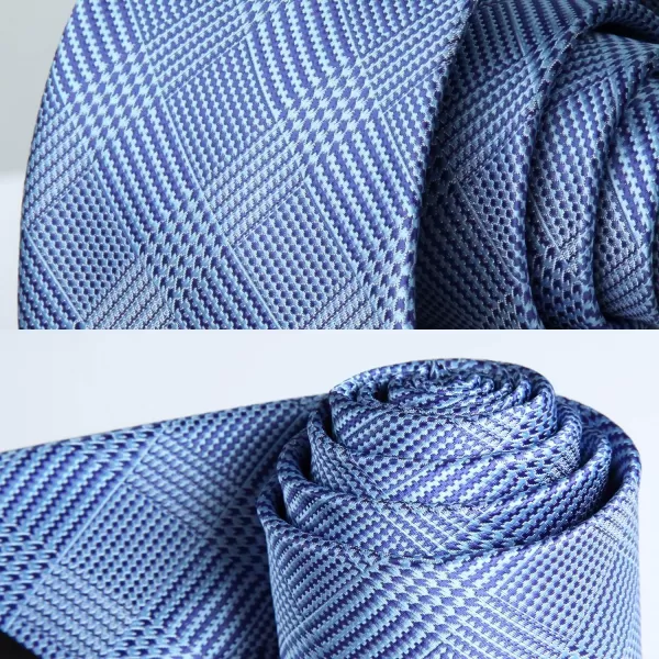 HISDERN Ties for Men Plaid Checkered Tie with Pocket Square Woven Business Formal Necktie Handkerchief Set Wedding Party