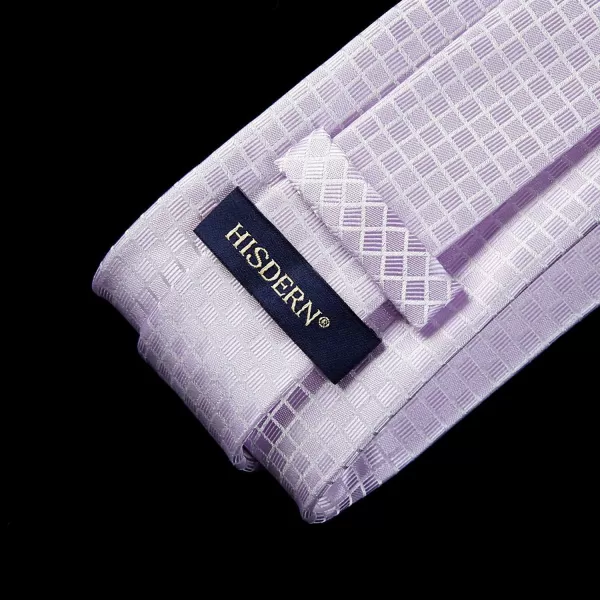 HISDERN Ties for Men Plaid Checkered Tie with Pocket Square Woven Business Formal Necktie Handkerchief Set Wedding Party