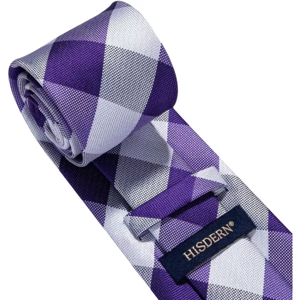 HISDERN Ties for Men Plaid Checkered Tie with Pocket Square Woven Business Formal Necktie Handkerchief Set Wedding Party