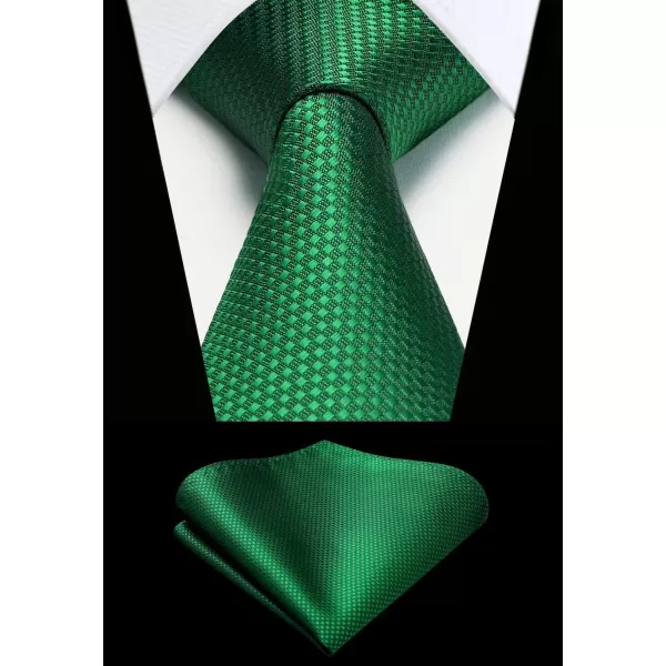 HISDERN Ties for Men Plaid Checkered Tie with Pocket Square Woven Business Formal Necktie Handkerchief Set Wedding Party