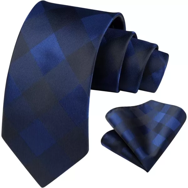 HISDERN Ties for Men Plaid Checkered Tie with Pocket Square Woven Business Formal Necktie Handkerchief Set Wedding Party