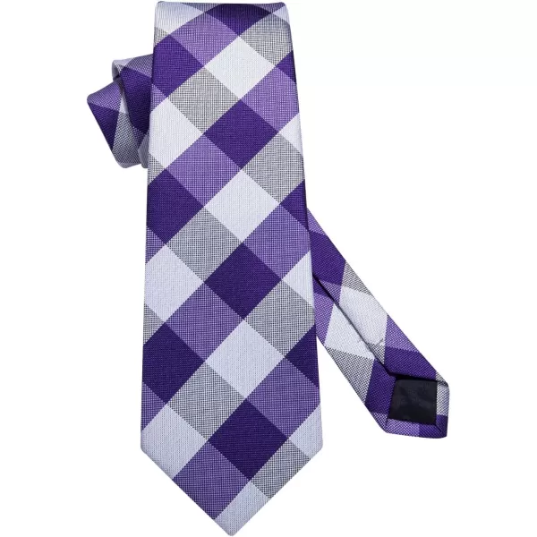 HISDERN Ties for Men Plaid Checkered Tie with Pocket Square Woven Business Formal Necktie Handkerchief Set Wedding Party