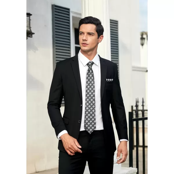HISDERN Ties for Men Plaid Checkered Tie with Pocket Square Woven Business Formal Necktie Handkerchief Set Wedding Party