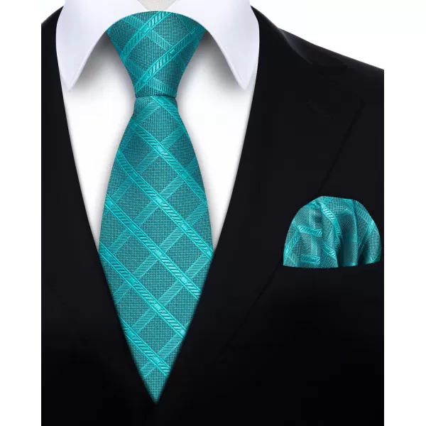 HISDERN Ties for Men Plaid Checkered Tie with Pocket Square Woven Business Formal Necktie Handkerchief Set Wedding Party