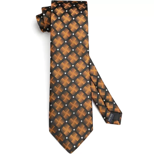 HISDERN Ties for Men Plaid Checkered Tie with Pocket Square Woven Business Formal Necktie Handkerchief Set Wedding Party