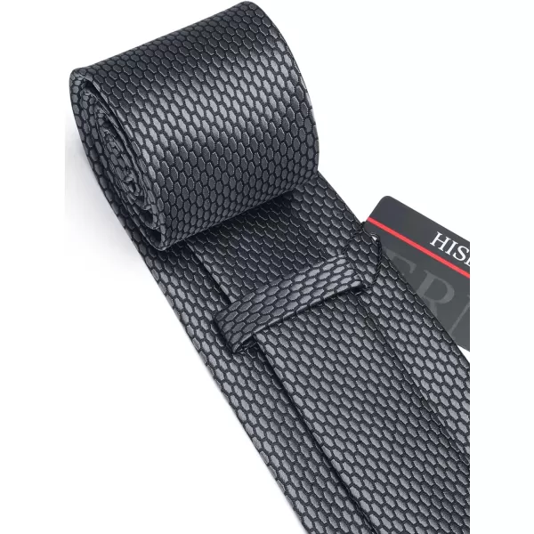 HISDERN Ties for Men Plaid Checkered Tie with Pocket Square Woven Business Formal Necktie Handkerchief Set Wedding Party