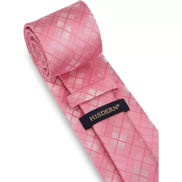 HISDERN Ties for Men Plaid Checkered Tie with Pocket Square Woven Business Formal Necktie Handkerchief Set Wedding Party