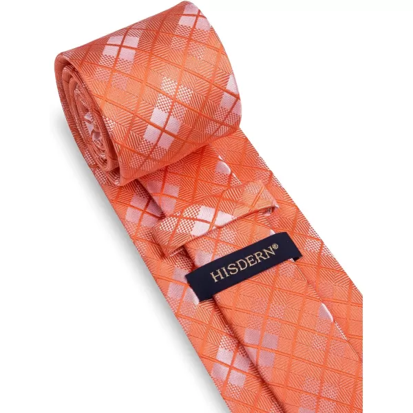 HISDERN Ties for Men Plaid Checkered Tie with Pocket Square Woven Business Formal Necktie Handkerchief Set Wedding Party