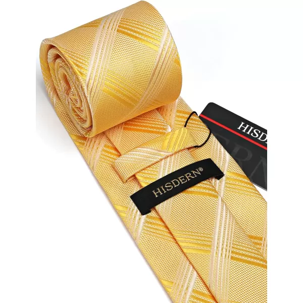 HISDERN Ties for Men Plaid Checkered Tie with Pocket Square Woven Business Formal Necktie Handkerchief Set Wedding Party