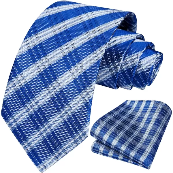 HISDERN Ties for Men Plaid Checkered Tie with Pocket Square Woven Business Formal Necktie Handkerchief Set Wedding Party