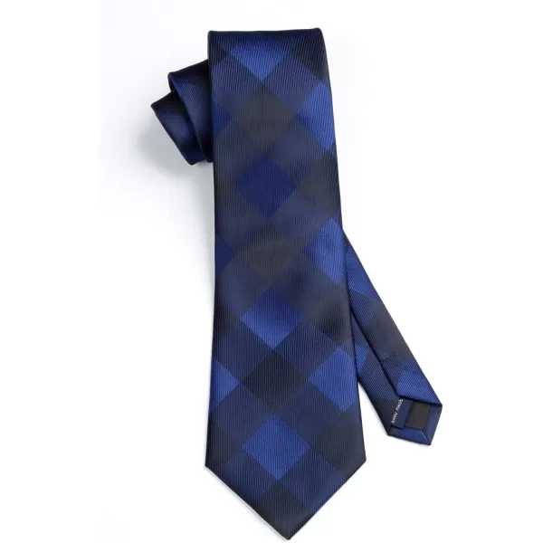 HISDERN Ties for Men Plaid Checkered Tie with Pocket Square Woven Business Formal Necktie Handkerchief Set Wedding Party
