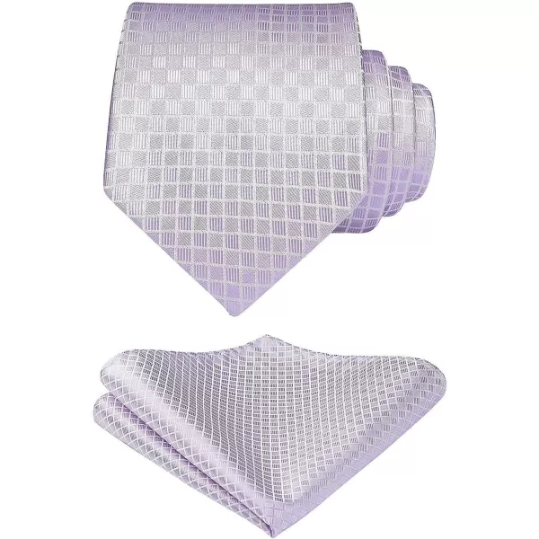 HISDERN Ties for Men Plaid Checkered Tie with Pocket Square Woven Business Formal Necktie Handkerchief Set Wedding Party