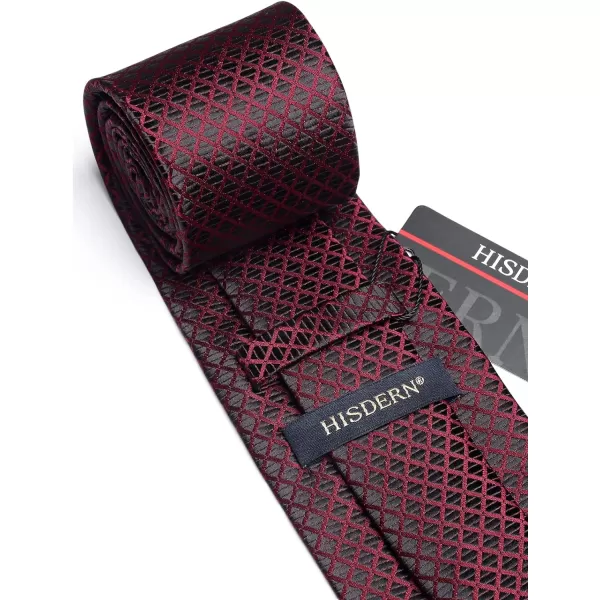 HISDERN Ties for Men Plaid Checkered Tie with Pocket Square Woven Business Formal Necktie Handkerchief Set Wedding Party