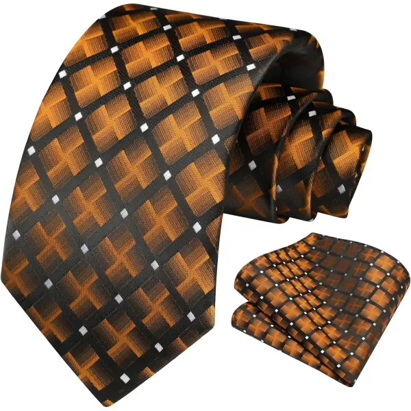 HISDERN Ties for Men Plaid Checkered Tie with Pocket Square Woven Business Formal Necktie Handkerchief Set Wedding Party