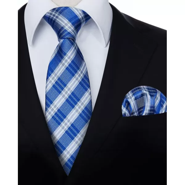 HISDERN Ties for Men Plaid Checkered Tie with Pocket Square Woven Business Formal Necktie Handkerchief Set Wedding Party