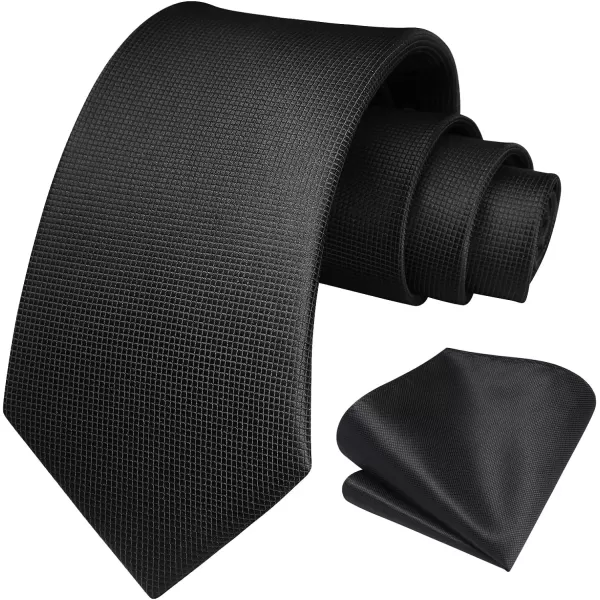 HISDERN Ties for Men Plaid Checkered Tie with Pocket Square Woven Business Formal Necktie Handkerchief Set Wedding Party