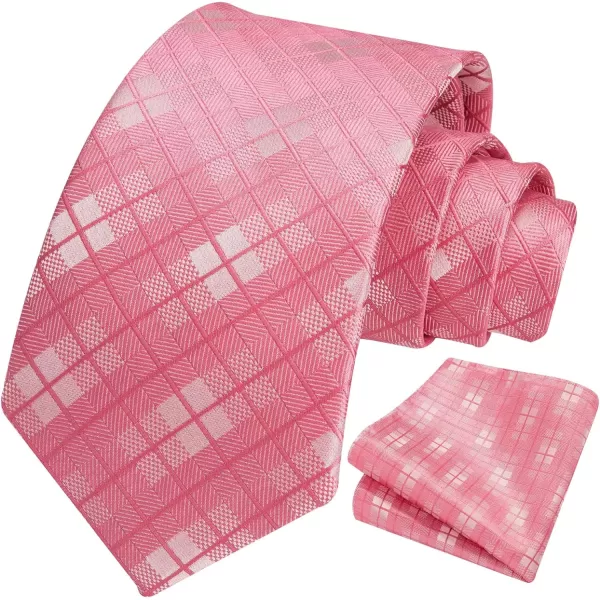 HISDERN Ties for Men Plaid Checkered Tie with Pocket Square Woven Business Formal Necktie Handkerchief Set Wedding Party