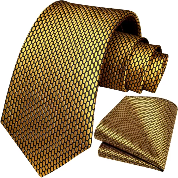 HISDERN Ties for Men Plaid Checkered Tie with Pocket Square Woven Business Formal Necktie Handkerchief Set Wedding Party
